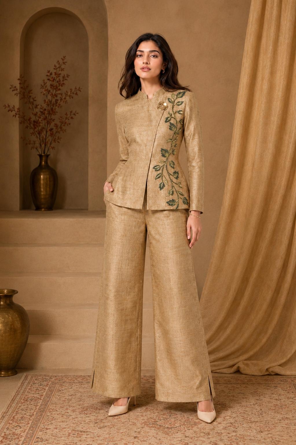 Samrajni women's Regal Structures in handwoven natural silk